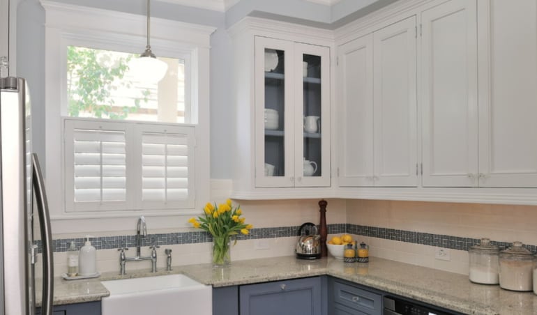 Polywood shutters in a Boston kitchen.